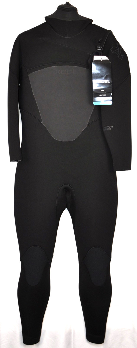 Men's XCEL Axis Chest Zip 5/4mm Hooded Full Wetsuit Black XL Short NEW With Tags